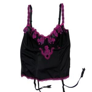 Y2k The Collection Magenta Pink & Black Floral Corset Bustier Top 38C